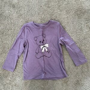 🌼5/$10🌼Cat & Jack Purple Long Sleeve Teddy Bear Tee 3t
